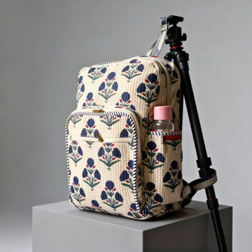 Floral Print Quilted Backpack by Suryatra
