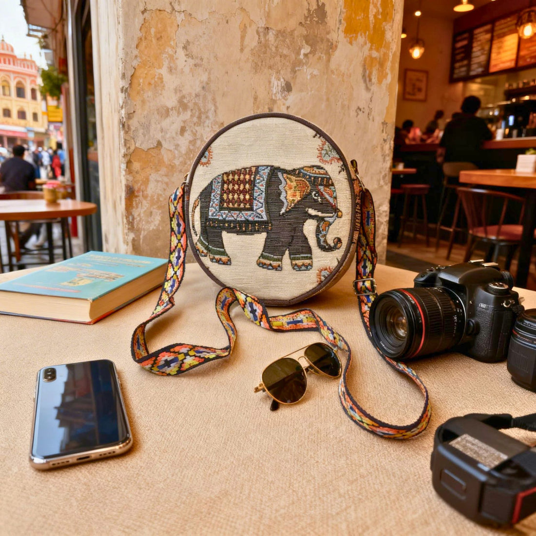 Ivory Elephant Heritage Sling Bag by Suryatra