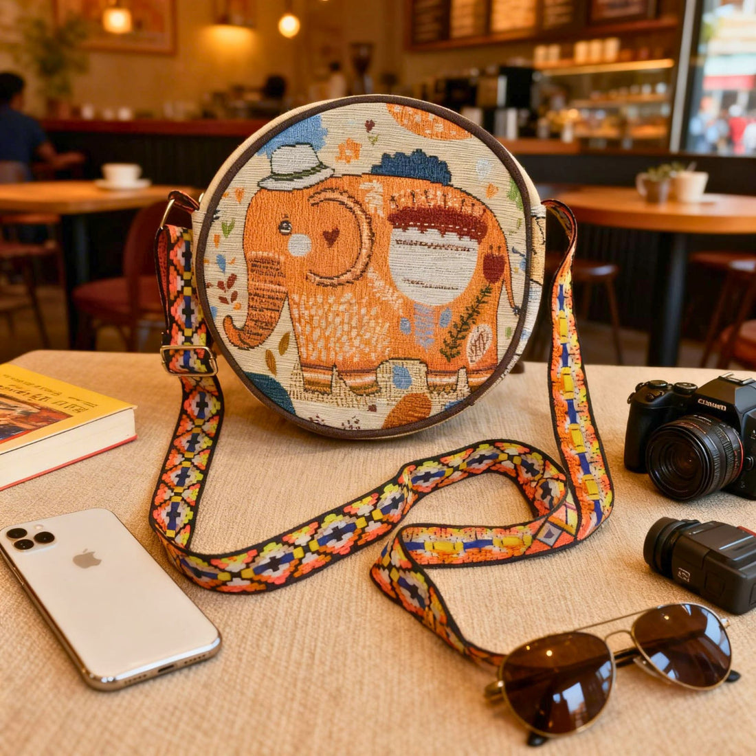 Artistic Elephant Charm Sling Bag by Suryatra