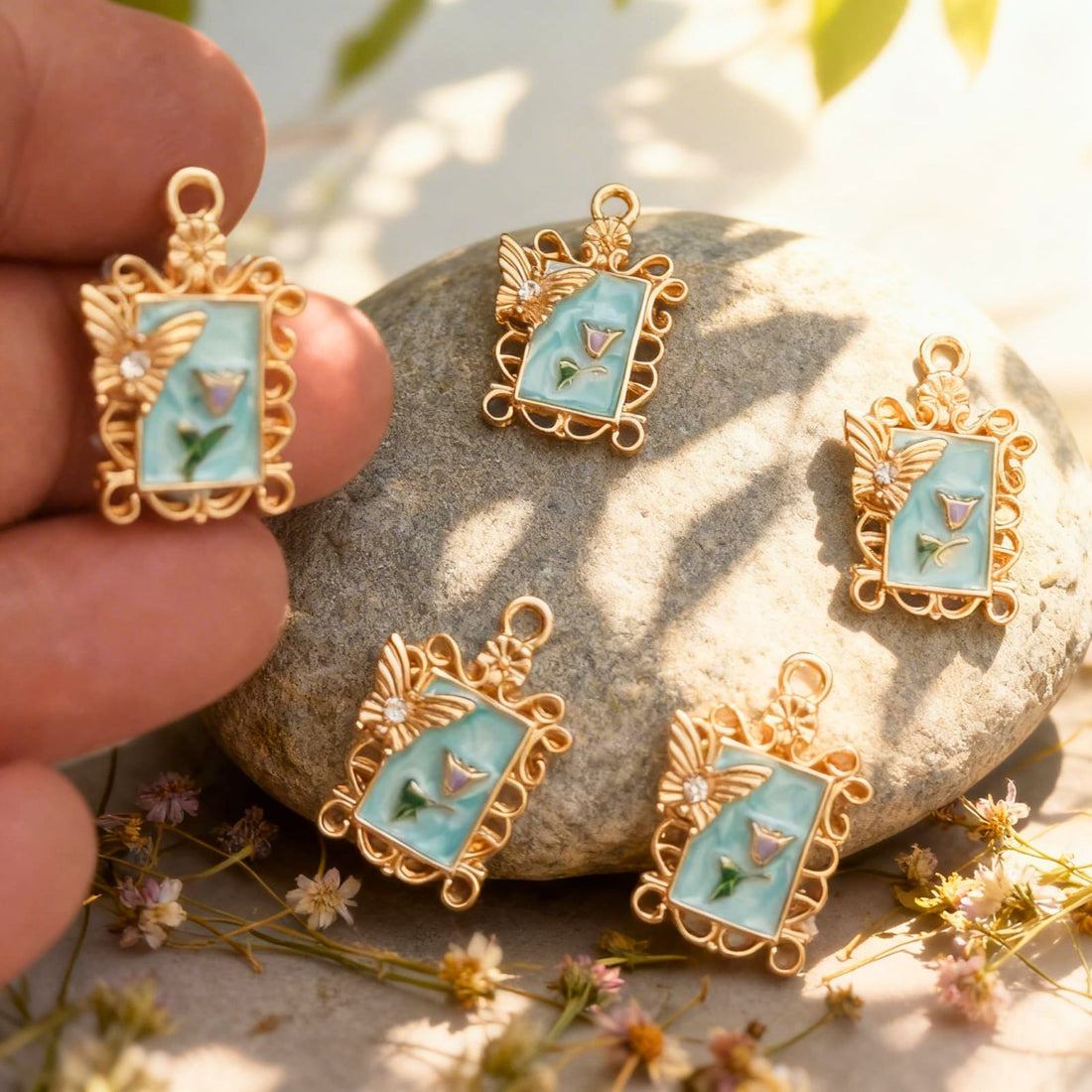 Butterfly Bloom Frame Pendant by Suryatra