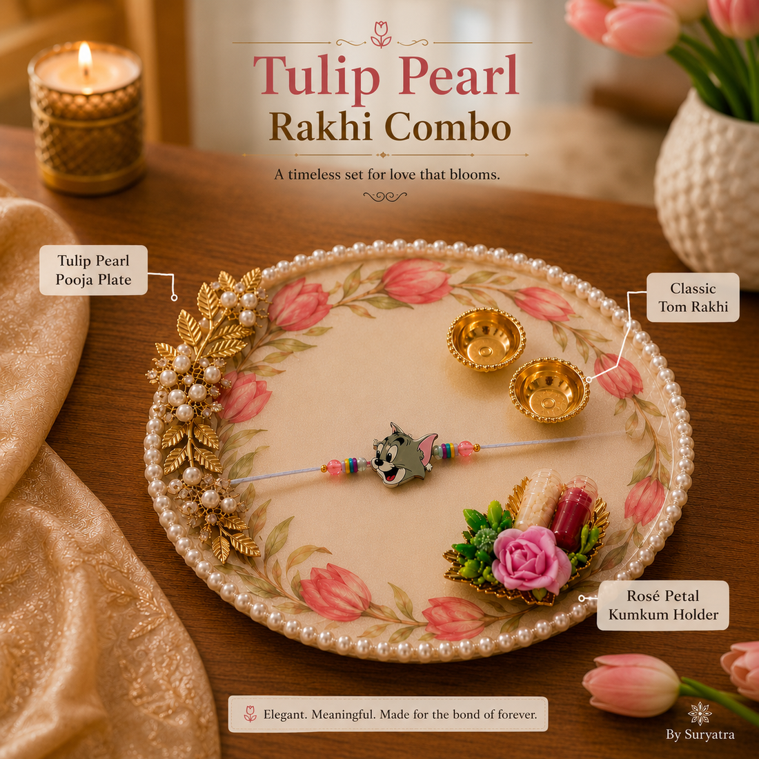 Tulip Pearl Rakhi Combo by Suryatra