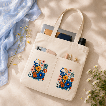 Wildflower Bouquet Canvas Tote Bag by Suryatra